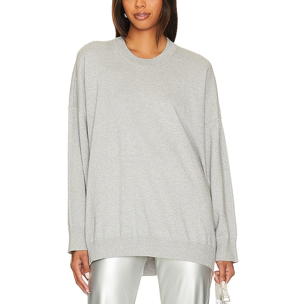 Show Me Your Mumu 'Classic' Silver  Cotton Blend Crewneck Sweater Size M